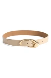 Ettika Sculpted Flow Leather Belt In Neutral