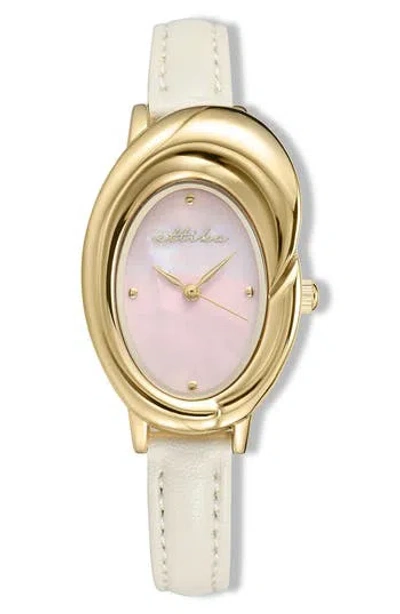 Ettika Sculpted Oval Leather Strap Watch In Gold