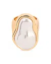 Ettika Sea Born Imitation Pearl Cocktail Ring In Gold
