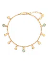 Ettika Sea Glass Charm Ankle Bracelet In Gold