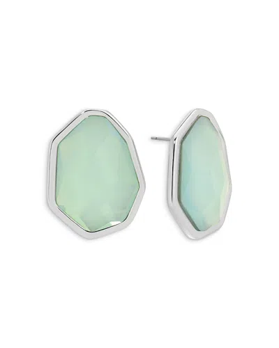 Ettika Silver Plated Stud Earrings In Green