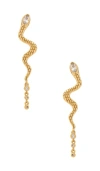 Ettika Serpent Slither Drop Earrings In Clear Crystal & Gold