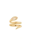 Ettika Serpent Wrap Ring In Clear Crystal & Gold
