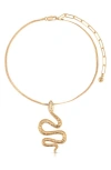 Ettika Serpentina Cubic Zirconia Pendant Necklace In Gold