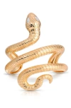 Ettika Serpentina Marquise Cubic Zirconia Coiled Snake Cuff Bracelet In 18k Gold Plated In Gold