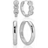 Ettika Set Of 2 All In Hoop Earrings In Silver