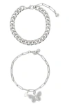 Ettika Set Of 2 Chain Bracelets In Silver