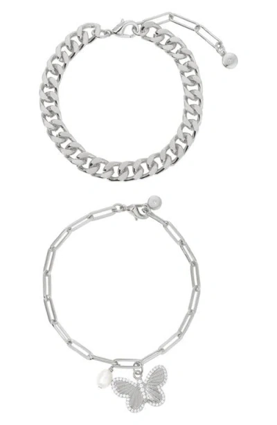 Ettika Set Of 2 Chain Bracelets In Silver