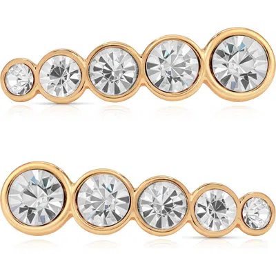 Ettika Set Of 2 Meteorite Crystal Barrettes In Gold