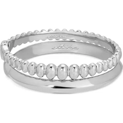 Ettika Set Of 2 Stacking Bangles In Silver