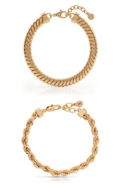 Ettika Set Of 2 Twisted Bracelets In Gold