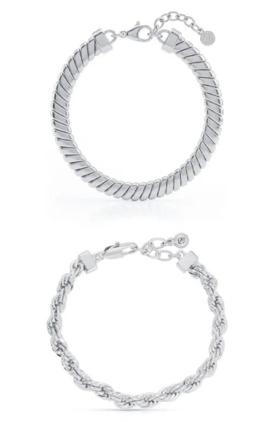 Ettika Set Of 2 Twisted Bracelets In Silver
