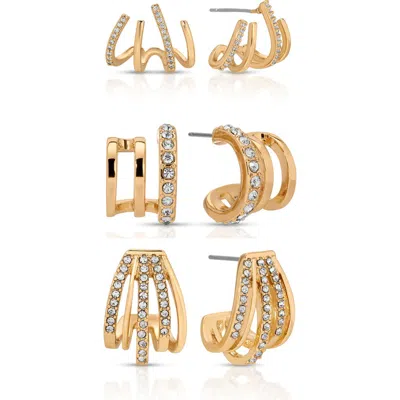 Ettika Set Of 3 Crystal Hoop Earrings