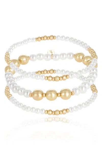 Ettika Set Of 3 Faux Pearl Beaded Stretch Bracelets