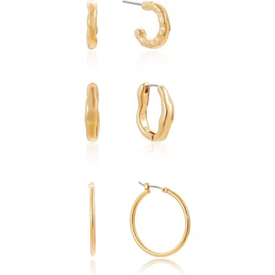 Ettika Set Of 3 Hoop Earring Set In Gold
