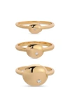 Ettika Polished Stacking Pebble Ring Set In Gold