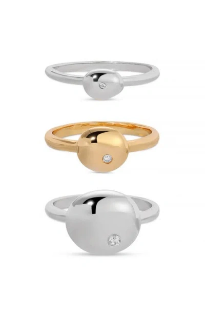 ETTIKA ETTIKA SET OF 3 POLISHED PEBBLE STACKABLE RINGS