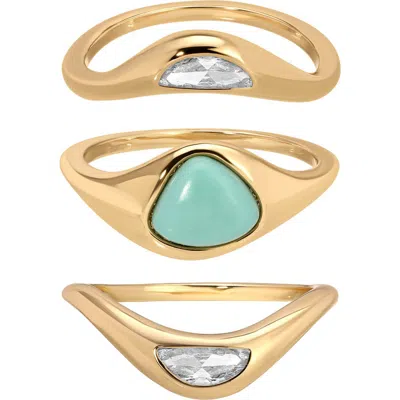 Ettika Set Of 3 Reconstituted Turquoise Solstice Stacking Rings In Gray