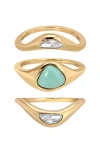 Ettika Set Of 3 Reconstituted Turquoise Solstice Stacking Rings In Blue