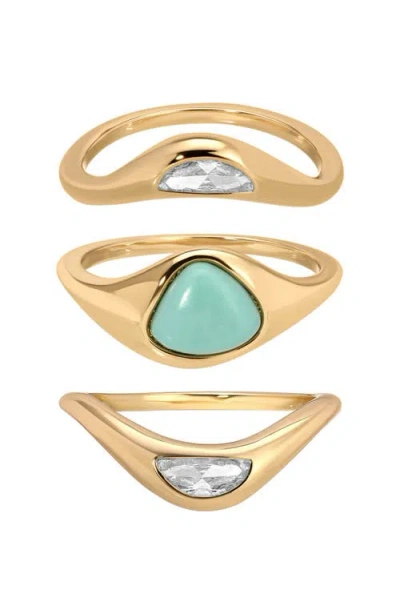 ETTIKA ETTIKA SET OF 3 RECONSTITUTED TURQUOISE SOLSTICE STACKING RINGS