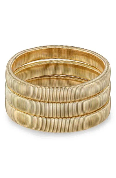 Ettika Set Of 3 Stretch Flex Cuffs In Gold