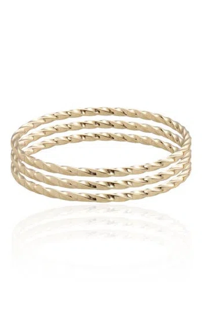 Ettika Set Of 3 Twisted Bangle Bracelets In Gold