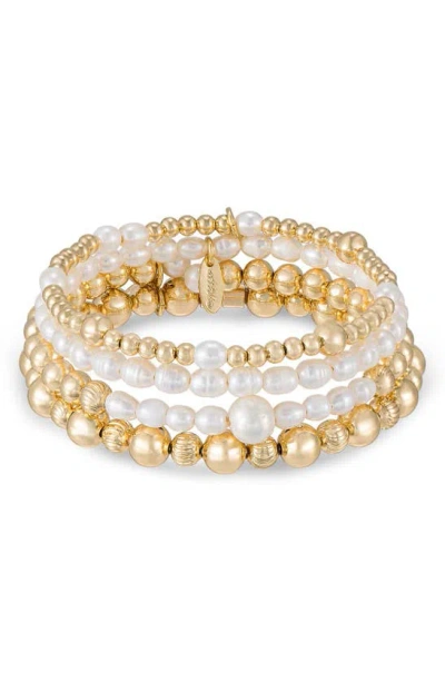 Ettika Women's Party Stack 4-piece 18k Gold-plated & Freshwater Pearl Bracelet Set