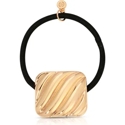 Ettika Shiny Square Ponytail Holder In Gold