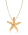Ettika Starfish Cord Pendant Necklace In 18k Gold Plated, 15-18 In Beige