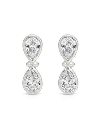 Ettika Silver Plated Infinity Crystal Stud Earrings In Brown