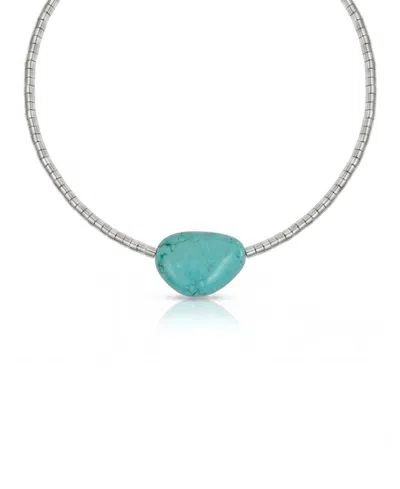 Ettika Silver-plated Beaded Turquoise Nugget Necklace In Blue