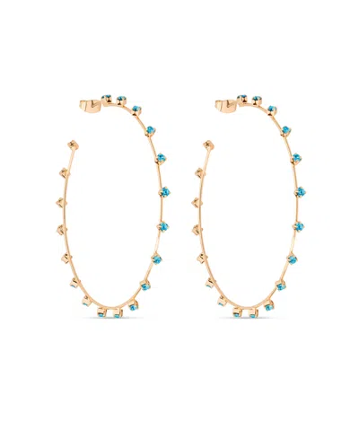Ettika Simple Spark Crystal Hoops In Aqua