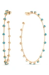 Ettika Simple Spark Crystal Station Hoop Earrings In Aqua