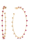 Ettika Simple Spark Crystal Station Hoop Earrings In Fuchsia