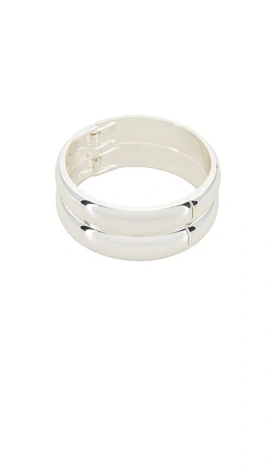 Ettika Simple Stack Bangle Set In Silver