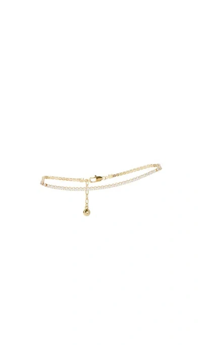 Ettika Single Crystal Band Anklet In Metallic Gold