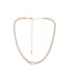 Ettika Single Freshwater Pearl With Cubic Zirconia 18k Gold Plated Necklace In Gold