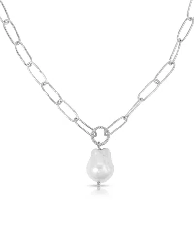 Ettika Single Pearl Chain Necklace In Metallic