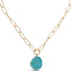 Ettika Single Pearl Open Links 18k Gold Plated Chain Necklace In Green