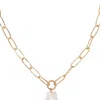 Ettika Single Pearl Open Links 18k Gold Plated Chain Necklace In White