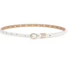 Ettika Skinny Studded Leather Belt In White