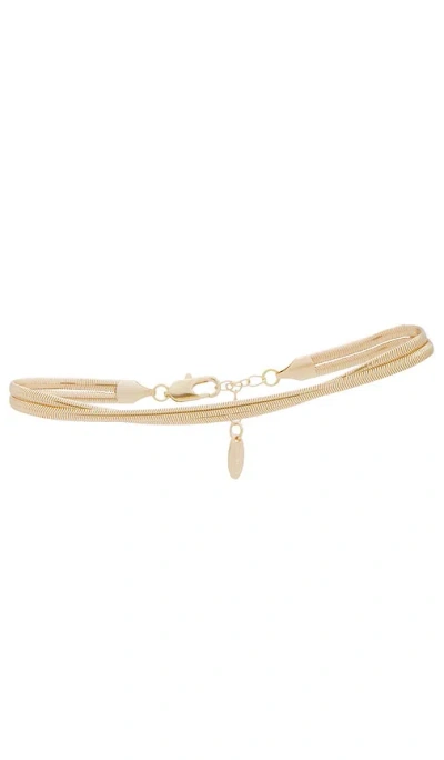 Ettika Slinky Snake Double Chain Anklet In Gold