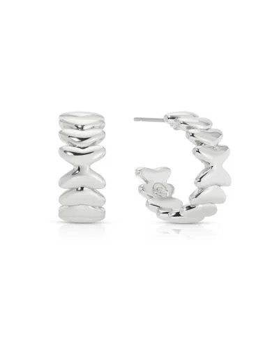 Ettika Small Metal Moderna Hoops In Silver