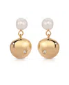 Ettika Small Pebble And Freshwater Pearl Dangle Earrings In Gold
