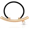 Ettika Smooth Bar & Imitation Pearl Hair Tie In Gold