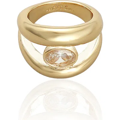 Ettika Smooth Dome Crystal Ring In Gold
