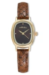 Ettika Square Case Leather Strap Watch In Brown