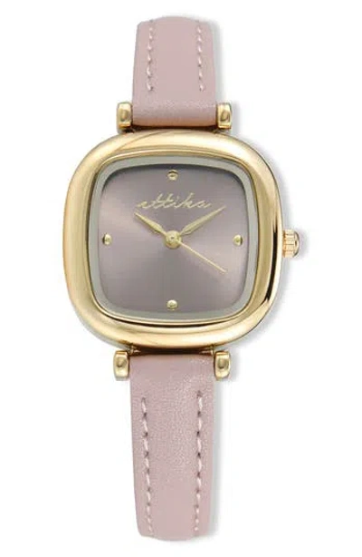 Ettika Square Case Leather Strap Watch In Pink