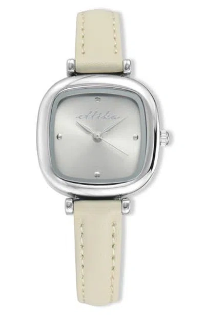 Ettika Square Case Leather Strap Watch In Neutral