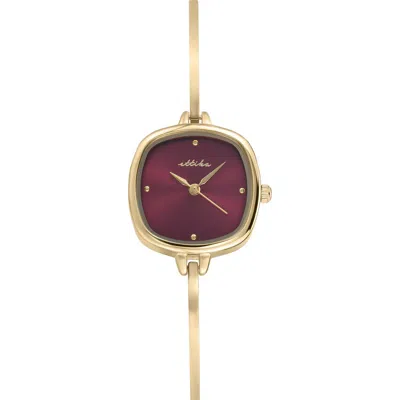 Ettika Square Case Slim Strap Watch In Burgundy